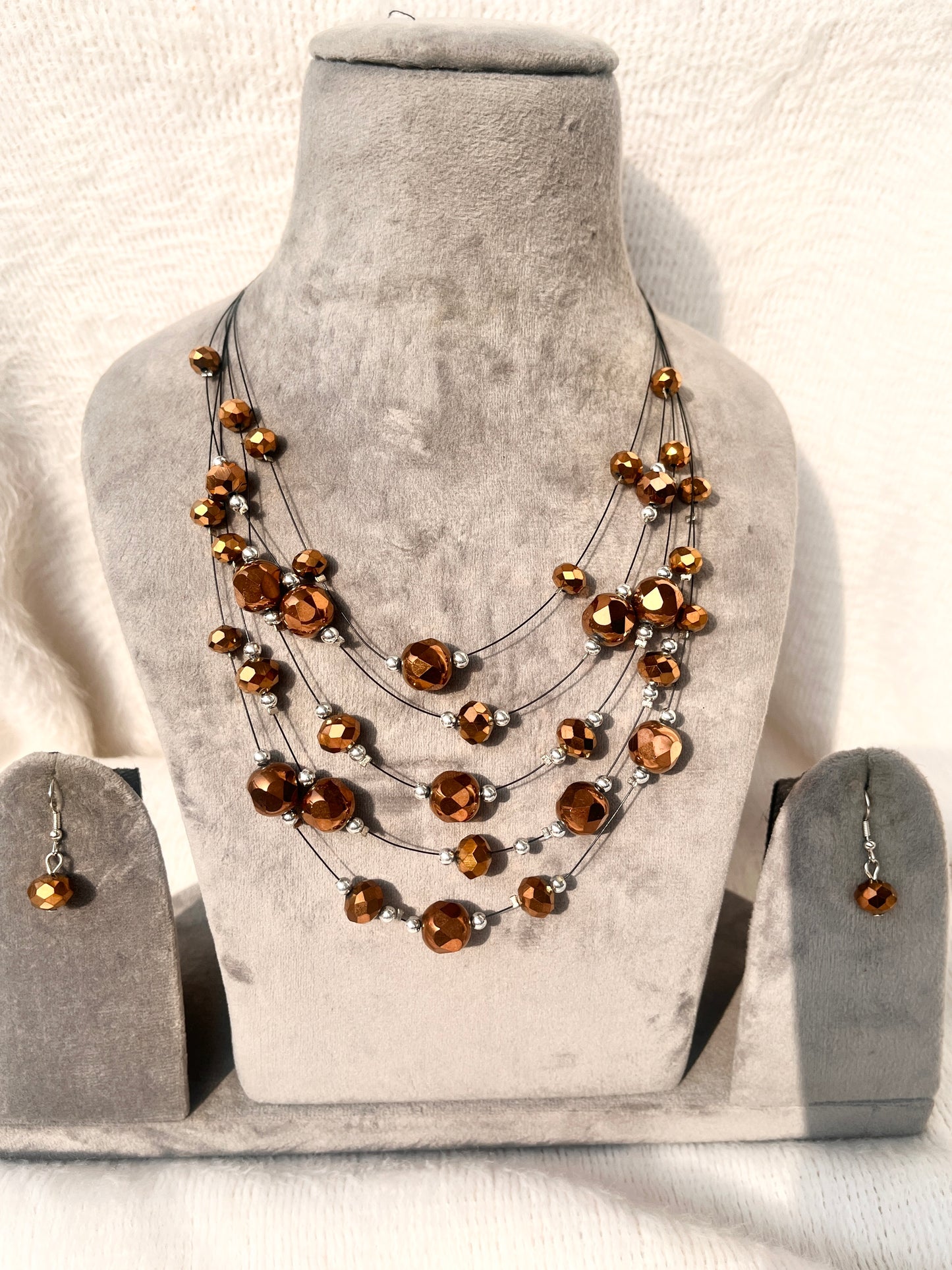 Multilayered chain set (coffee brown)