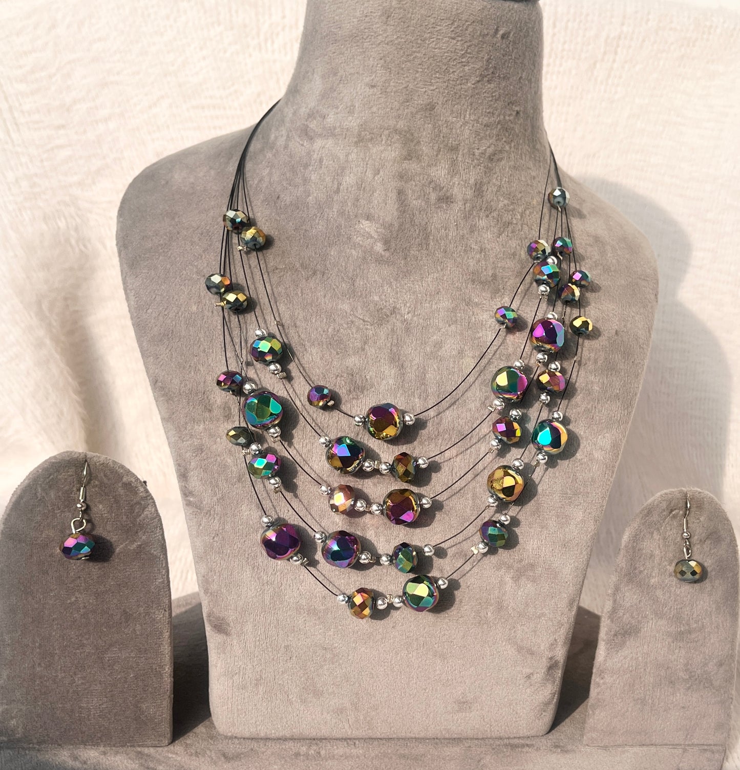 Multilayer stone necklace set