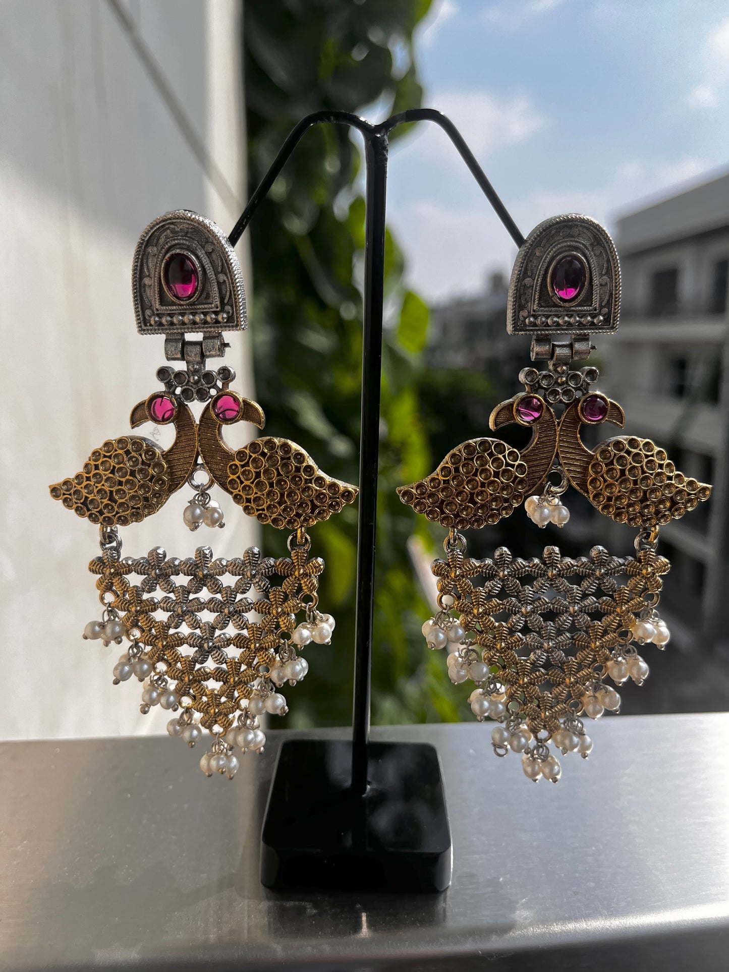 Peacock jhalar danglers