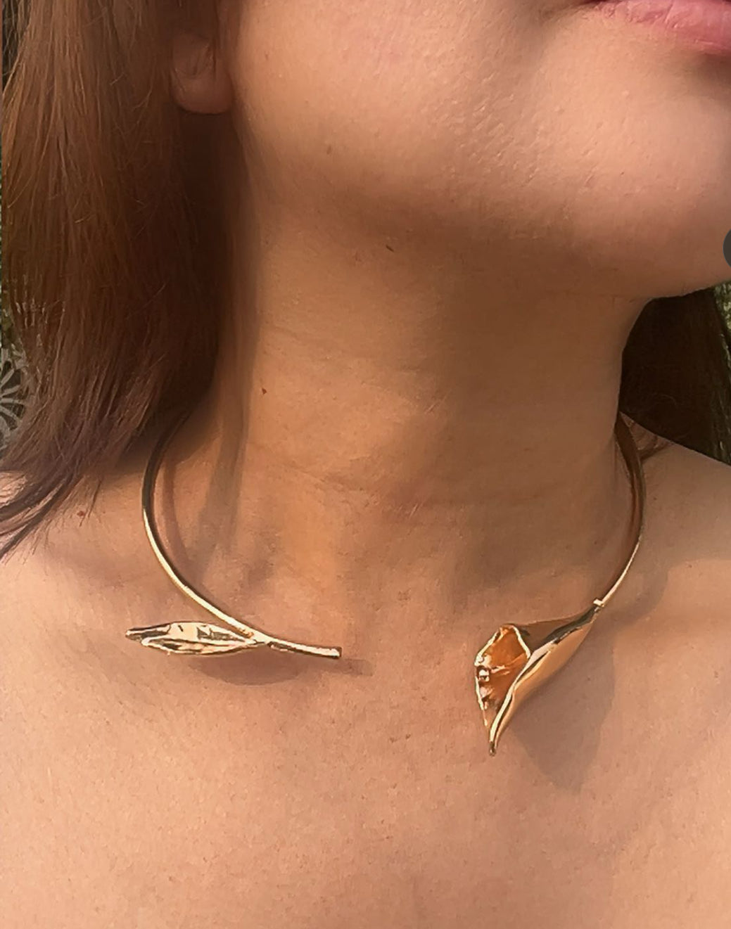 Rose petal golden neck piece