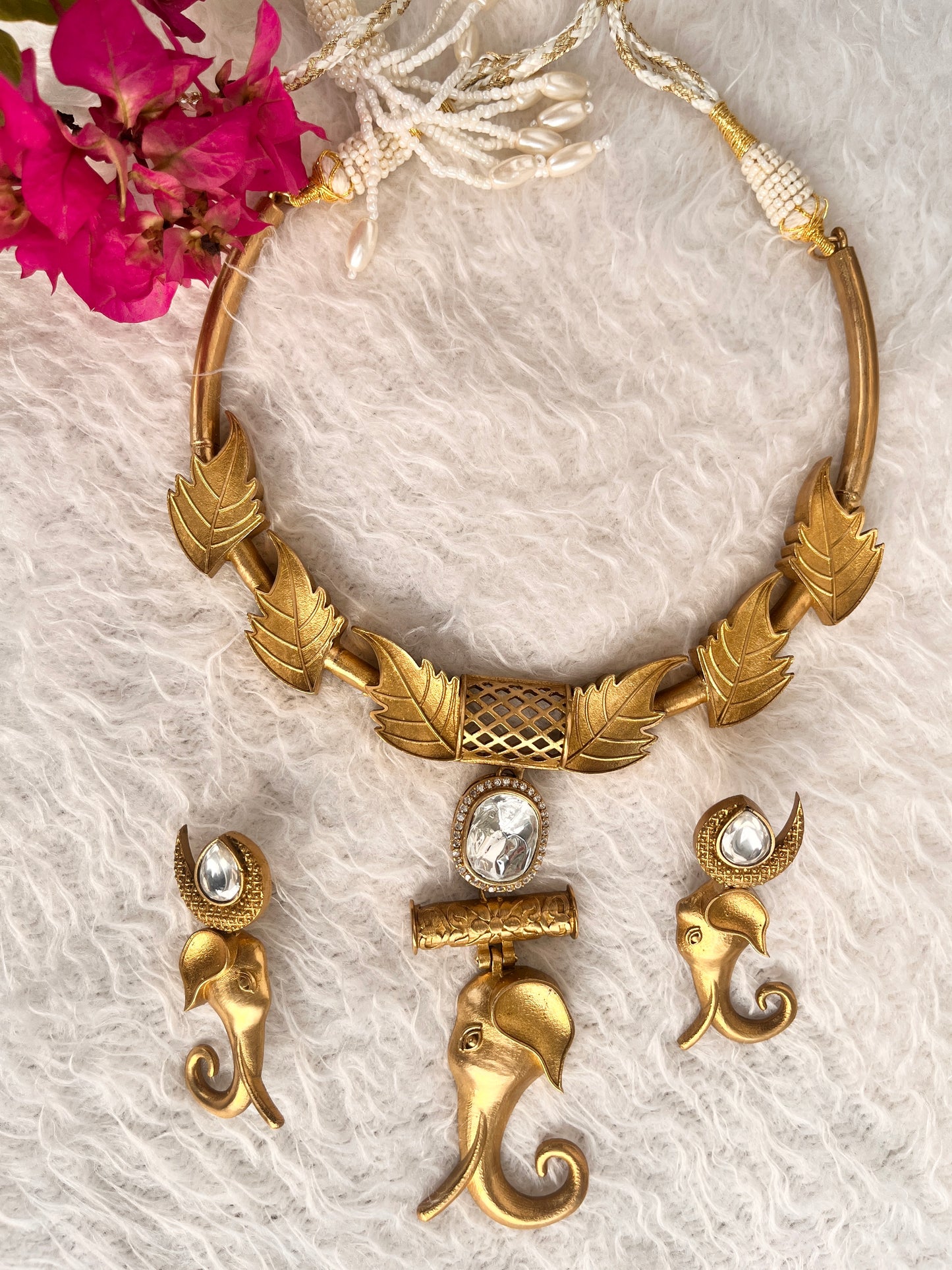 Elephant Kundan necklace set