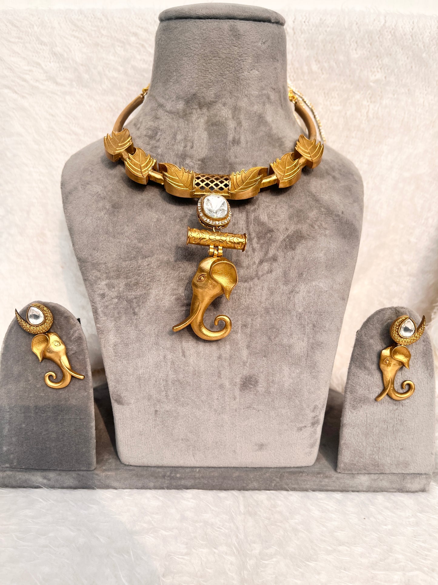 Elephant Kundan necklace set