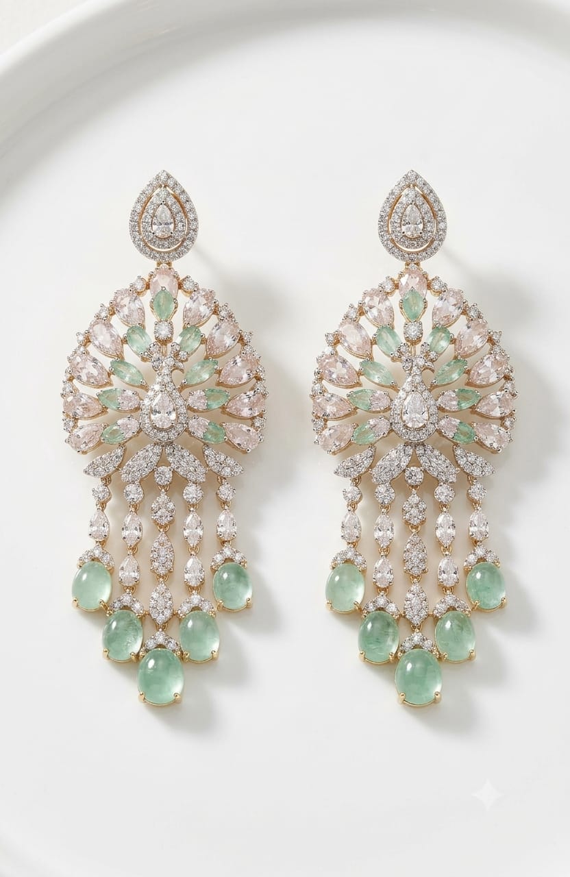 Luxe peacock danglers