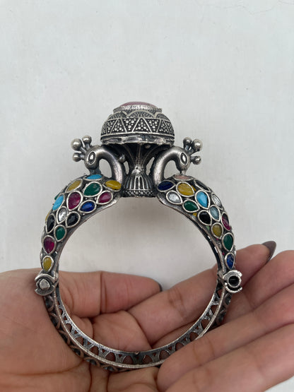 Heavy quality brass,Meenakari embodied peacock kada pc