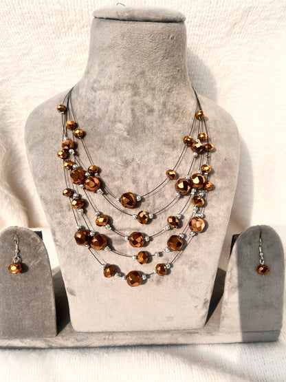 Multilayered chain set (coffee brown)