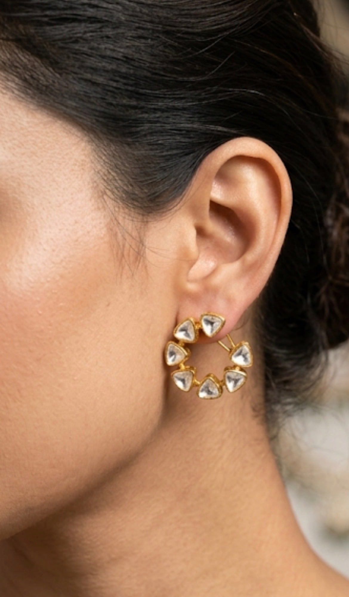 Kundan petal hoops