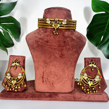 Parrot motif choker with Chandbali