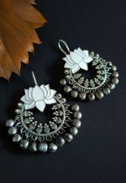 Oxidised Lotus chand balis