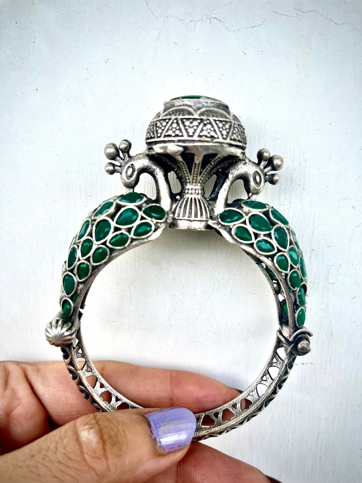 Heavy quality brass,Meenakari embodied peacock kada pc