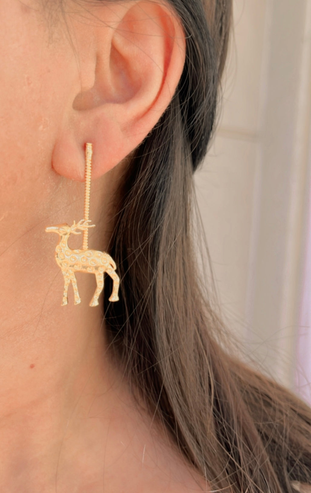 Golden deer earrings