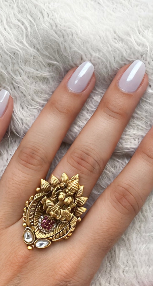 Laxmi temple rings (adjustable)