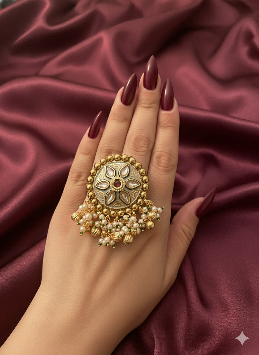 Polki jhumka ring